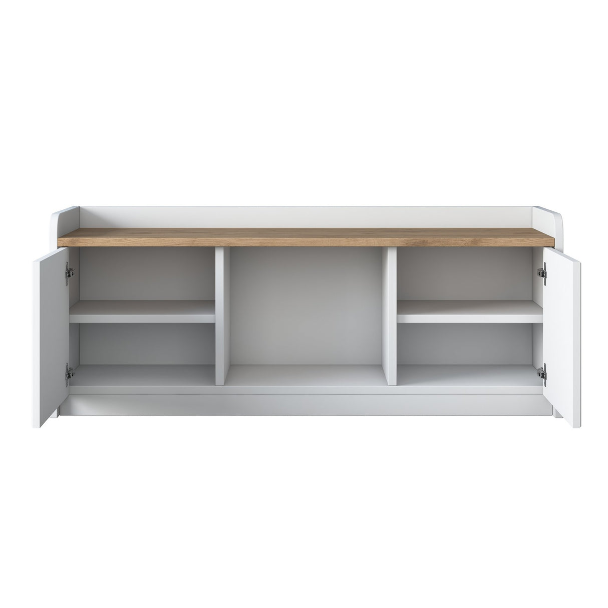 Schoenenkasten - Schoenenkast Samos Wit Walnoot Melamine - Dimehouse