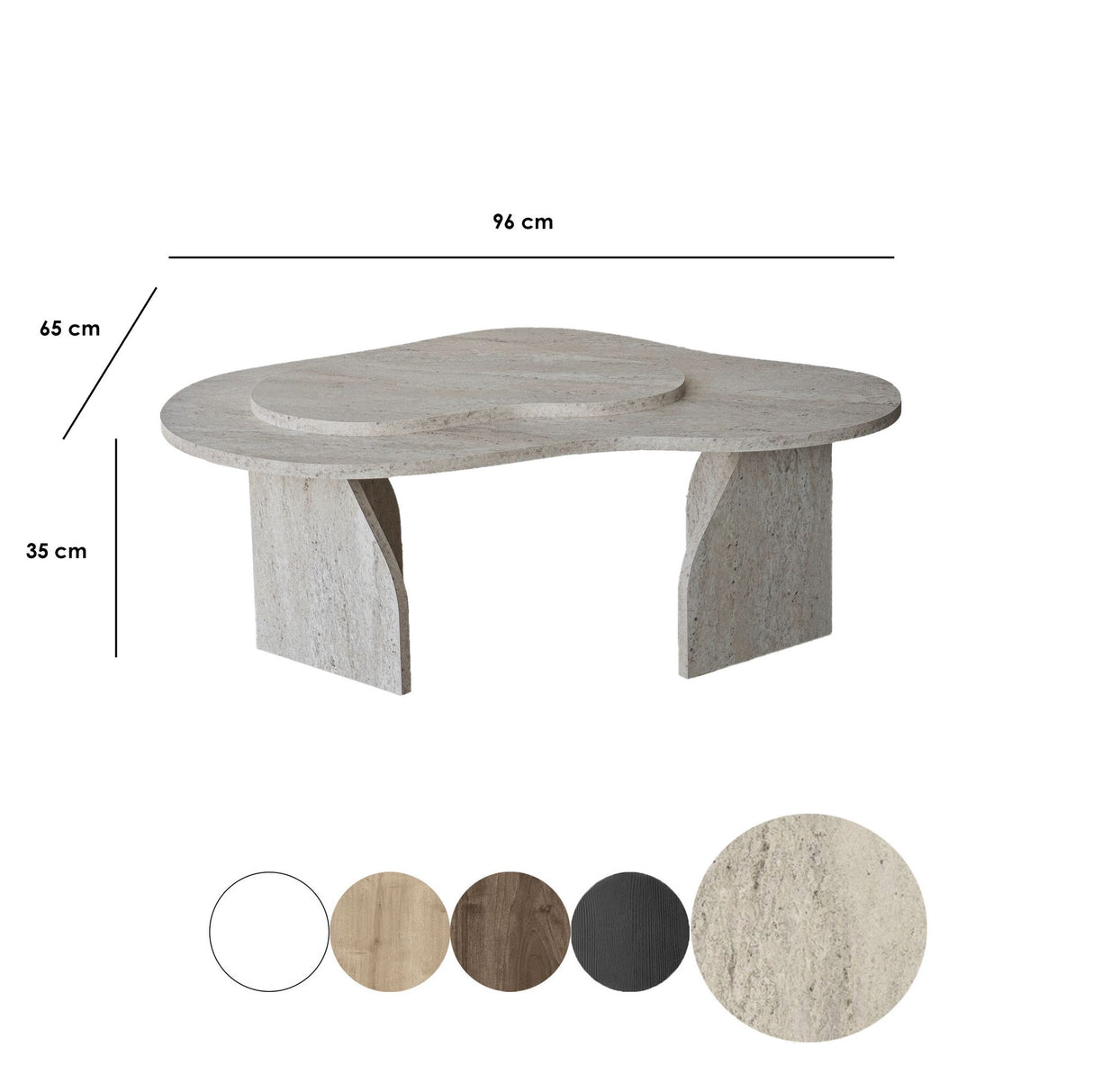 Organic Coffee Table Travertine Melamine marble look Melta - 105x65 cm