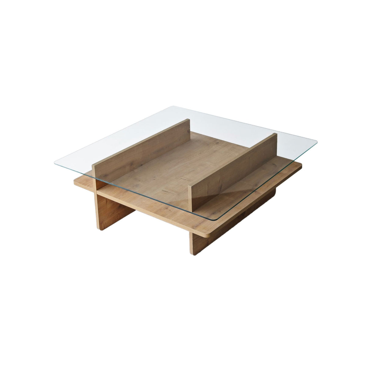 Square Glass Coffee Table Sagu - Sapphire Melamine Base - 90x90 cm