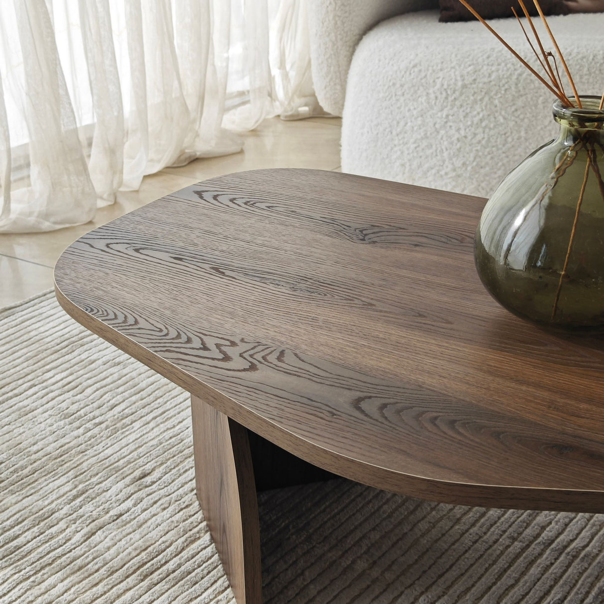 Organic Coffee Table Walnut Melamine Rack - 105x65 cm