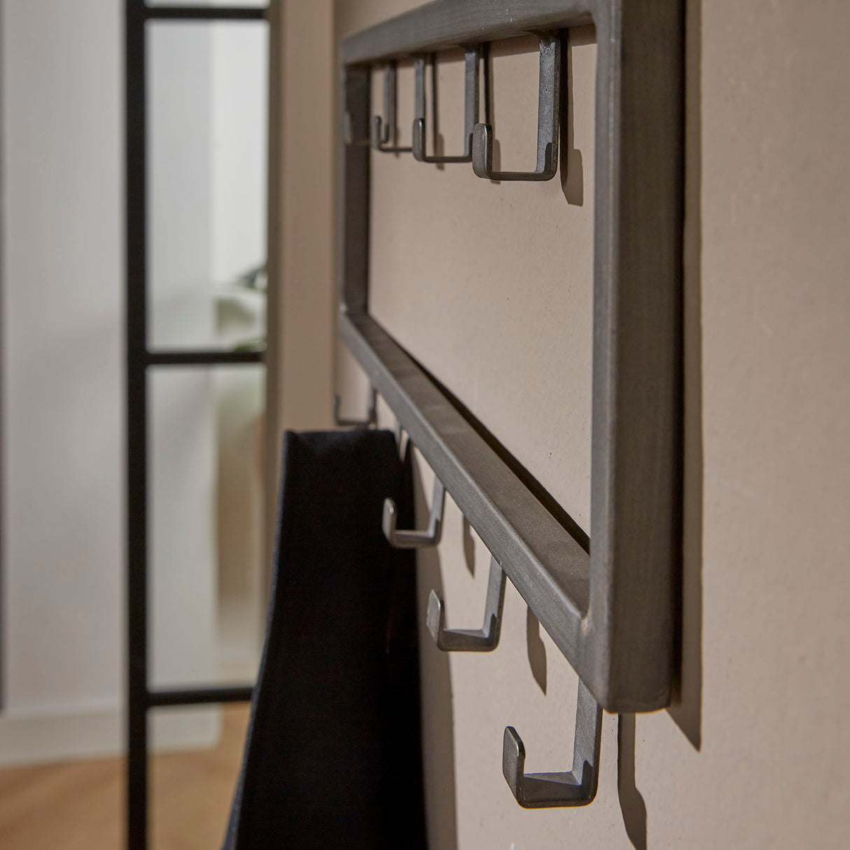 Industrial Coat Rack Milano 9 hooks Brushed Metal silver