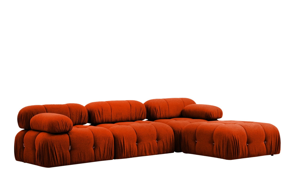 Modular XXL corner sofa Bubble with ottoman - orange red