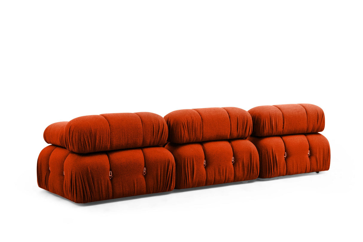 Modular XXL corner sofa Bubble with ottoman - orange red
