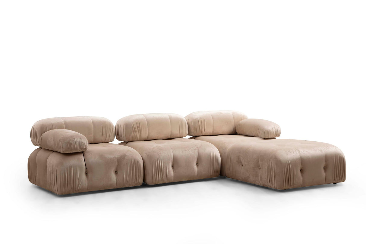 Modular XXL corner sofa Bubble with ottoman - velvet beige