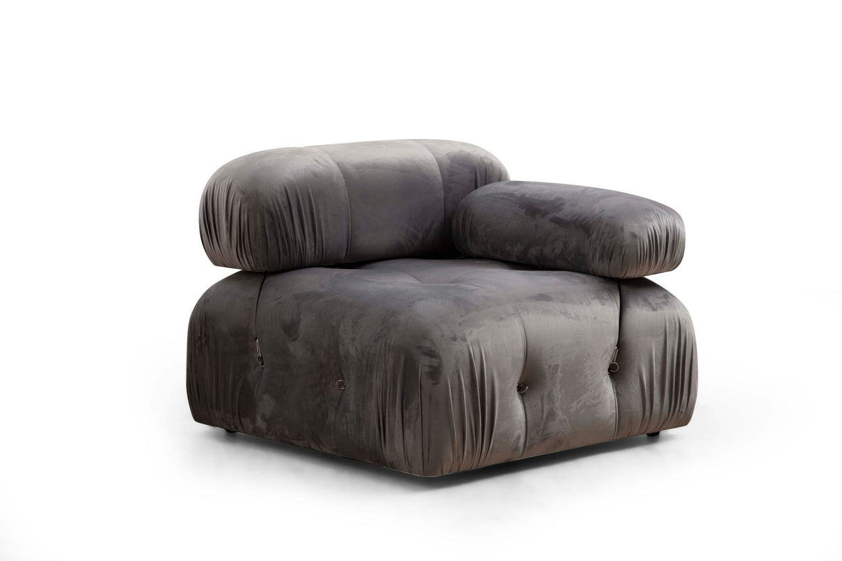 Modular XXL corner sofa Bubble with ottoman - velvet grey