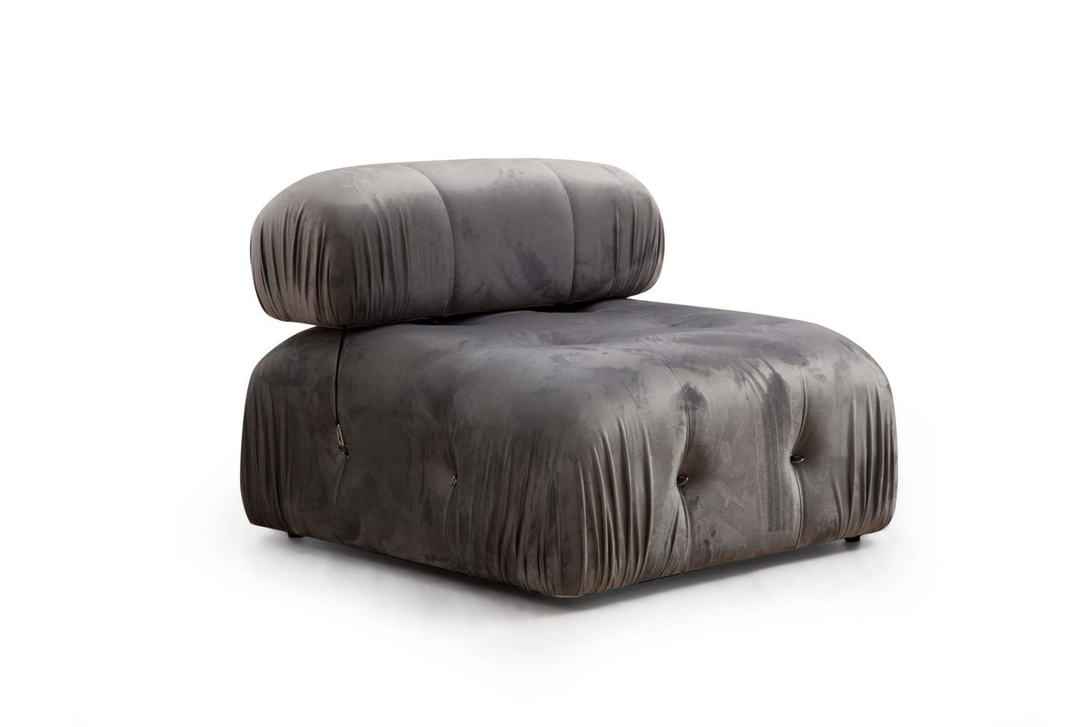 Modular XXL corner sofa Bubble with ottoman - velvet grey
