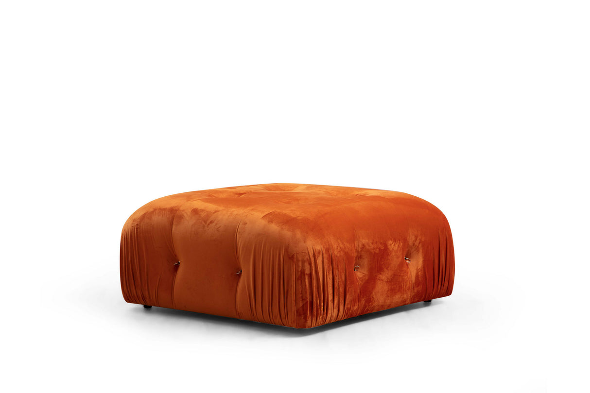 Modular XXL corner sofa Bubble with ottoman - velvet orange