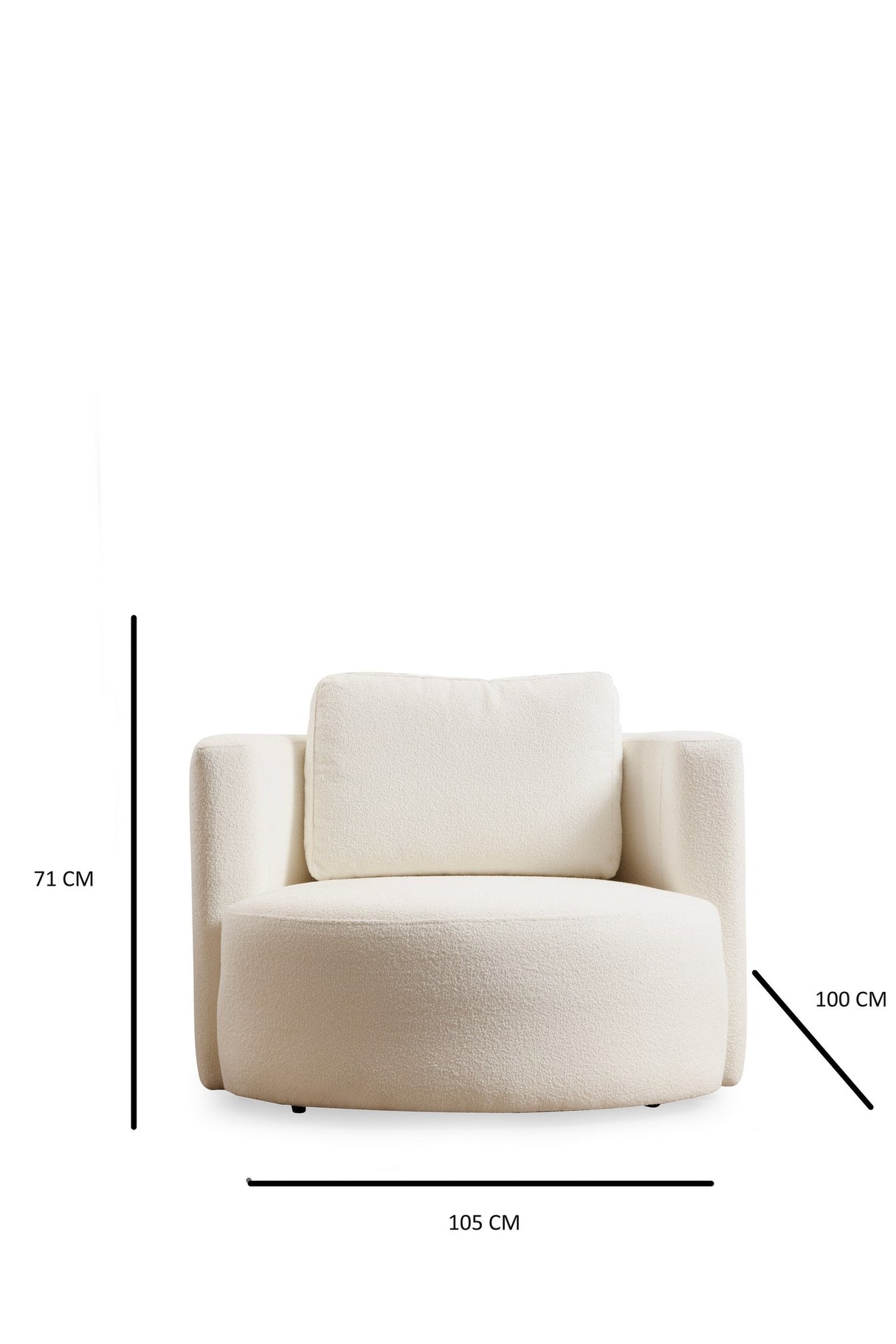 Round armchair cream bouclé Fern