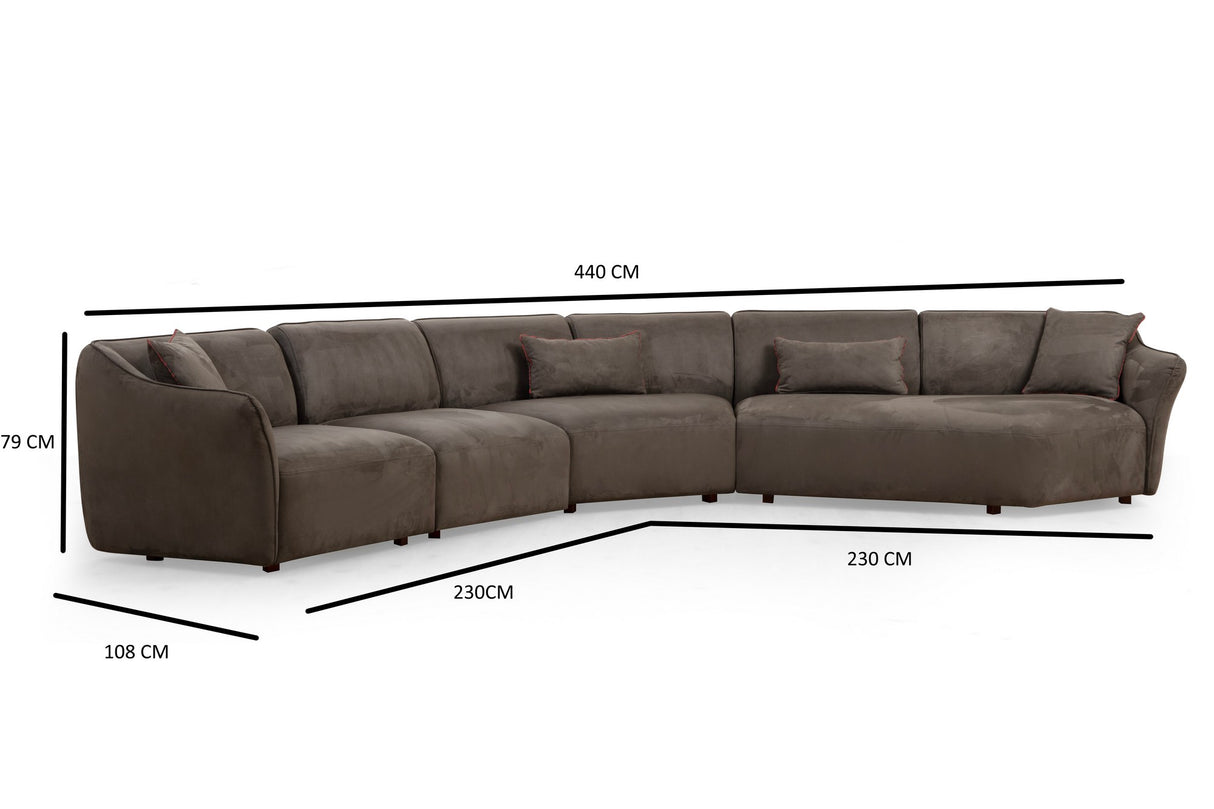 Corner sofa brown anthracite microfibre - 7 persons - Mentis