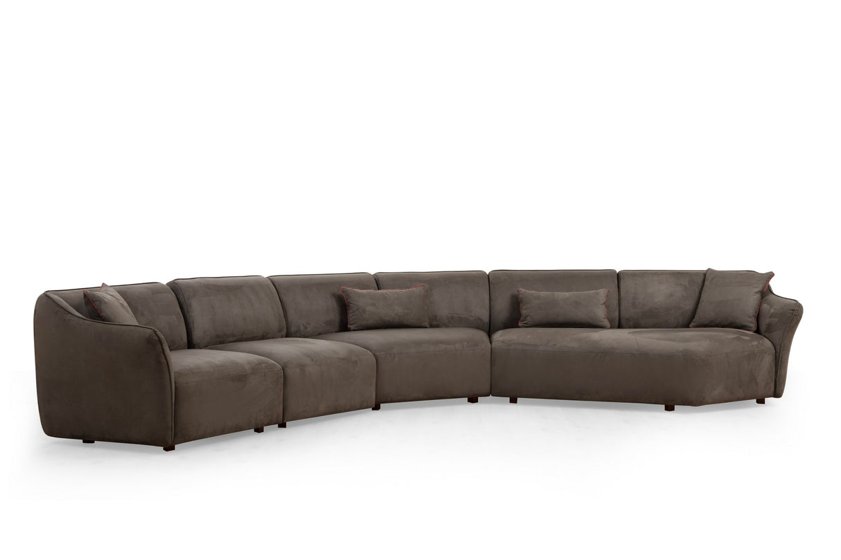Corner sofa brown anthracite microfibre - 7 persons - Mentis