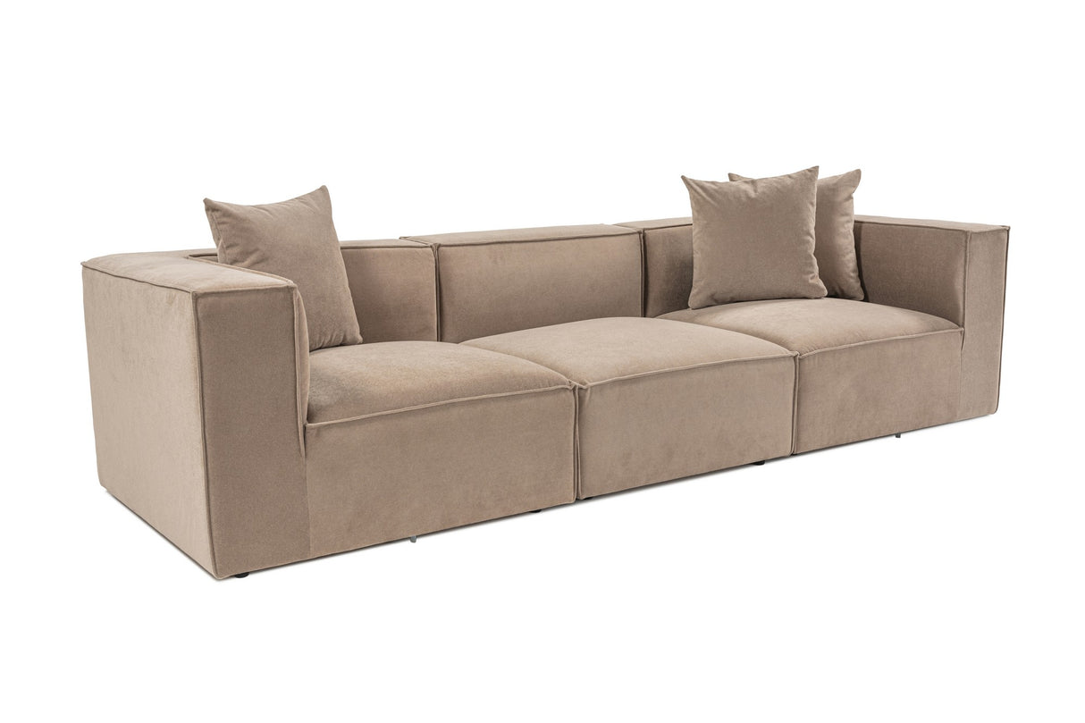 Modular XXL 3-seater sofa Sora 325 cm wide in Cappuccino linen
