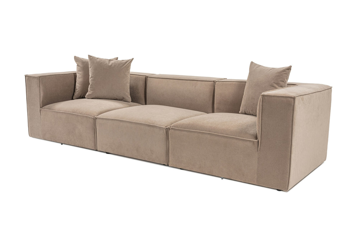Modular XXL 3-seater sofa Sora 325 cm wide in Cappuccino linen