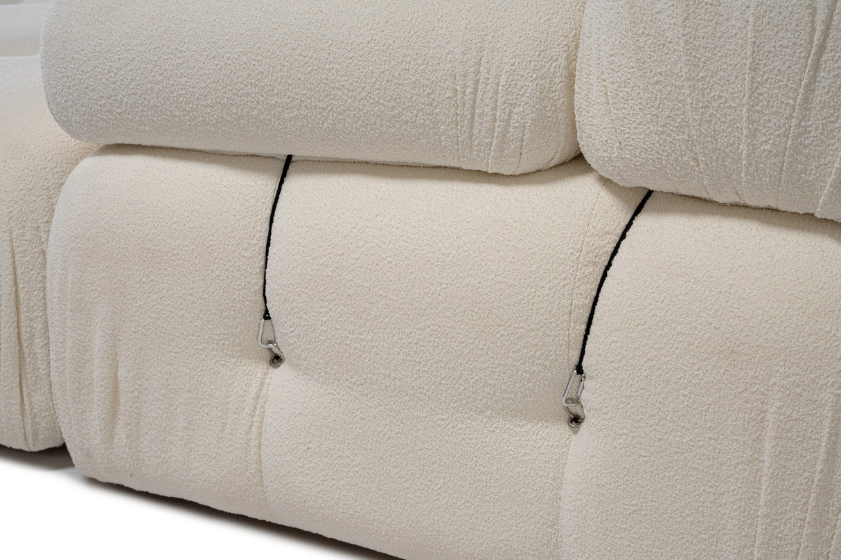 Modular XXL corner sofa Bubble with ottoman - bouclé white