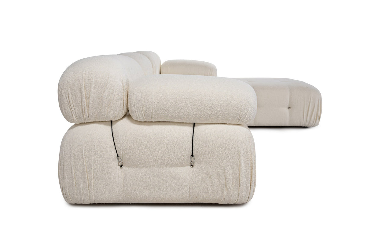 Modular XXL corner sofa Bubble with ottoman - bouclé white