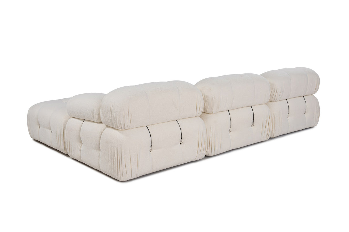 Modular XXL corner sofa Bubble with ottoman - bouclé white