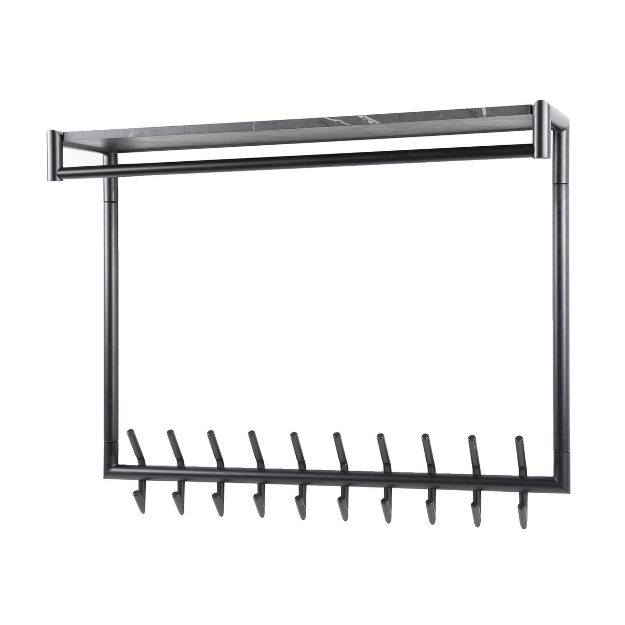 Coat rack Kimi 20-Hook Black Ceramic - With Rod and Hat Shelf