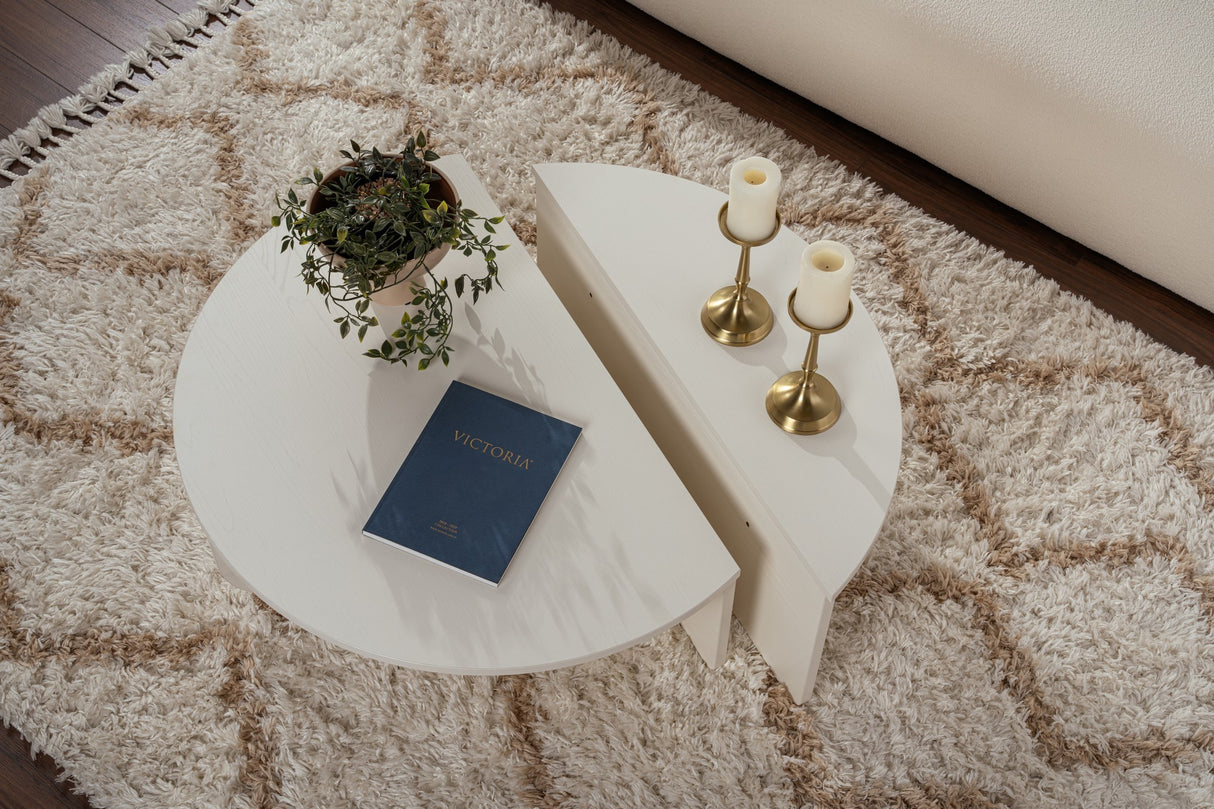 Round Coffee Table Wood White 85 cm Wood-look Melamine Orin