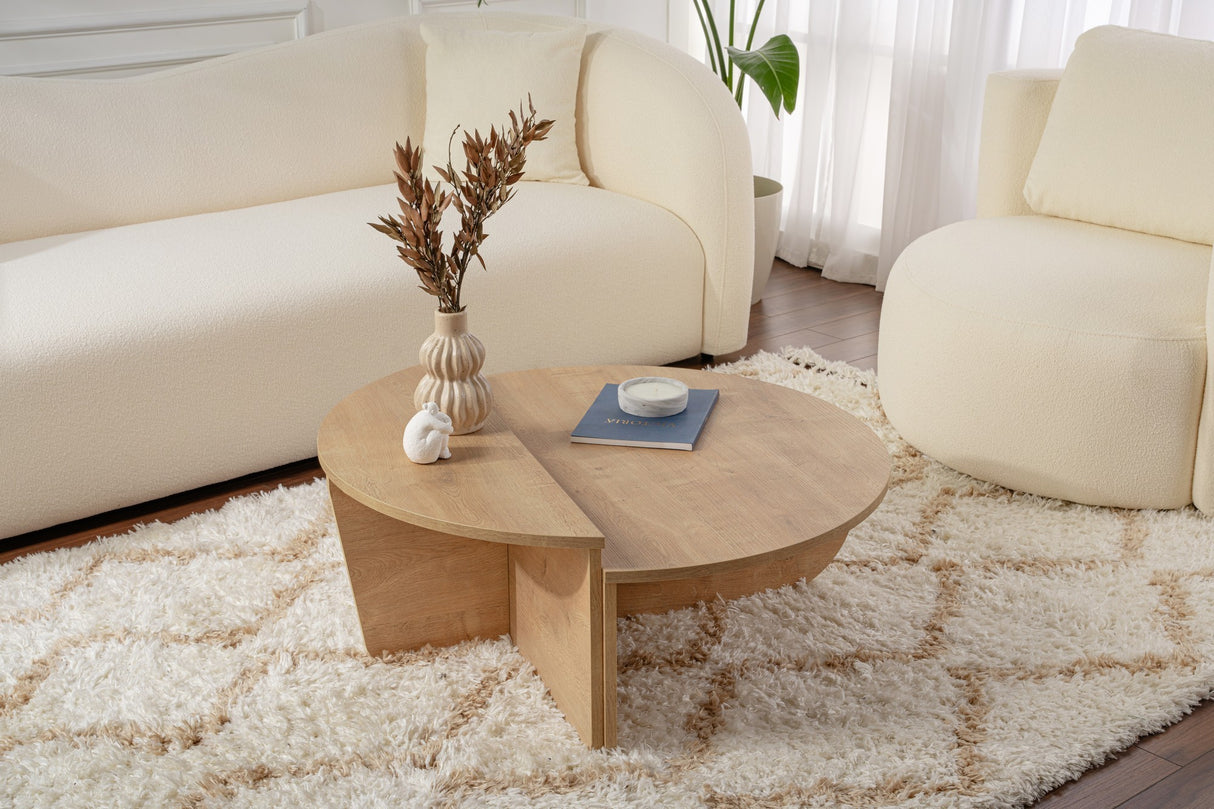 Round Coffee Table Natural 85 cm Melamine Orin