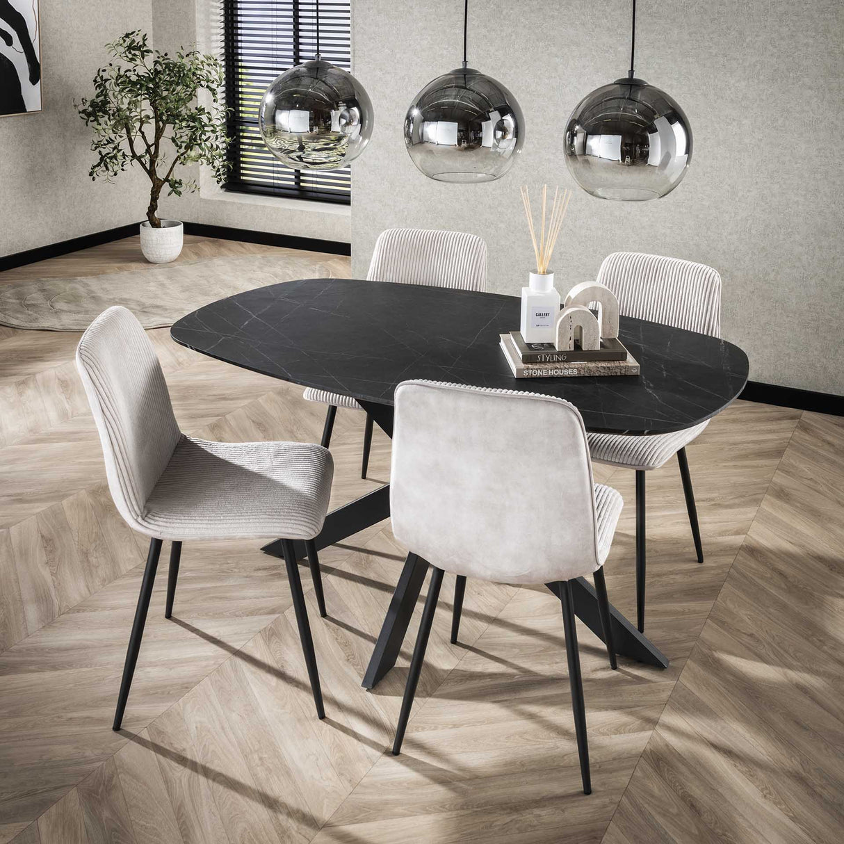 Dining table Mysha oval melamine black 150x90 cm