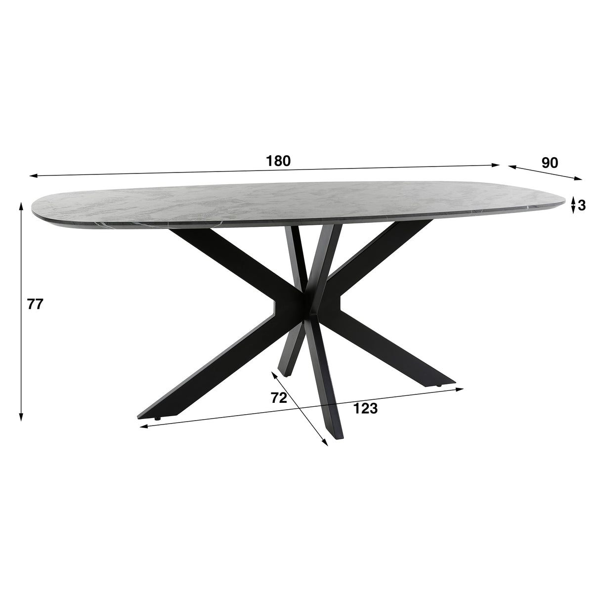 Eettafels - Eettafel Mysha Deens Ovaal Melamine 180x90 cm - Dimehouse