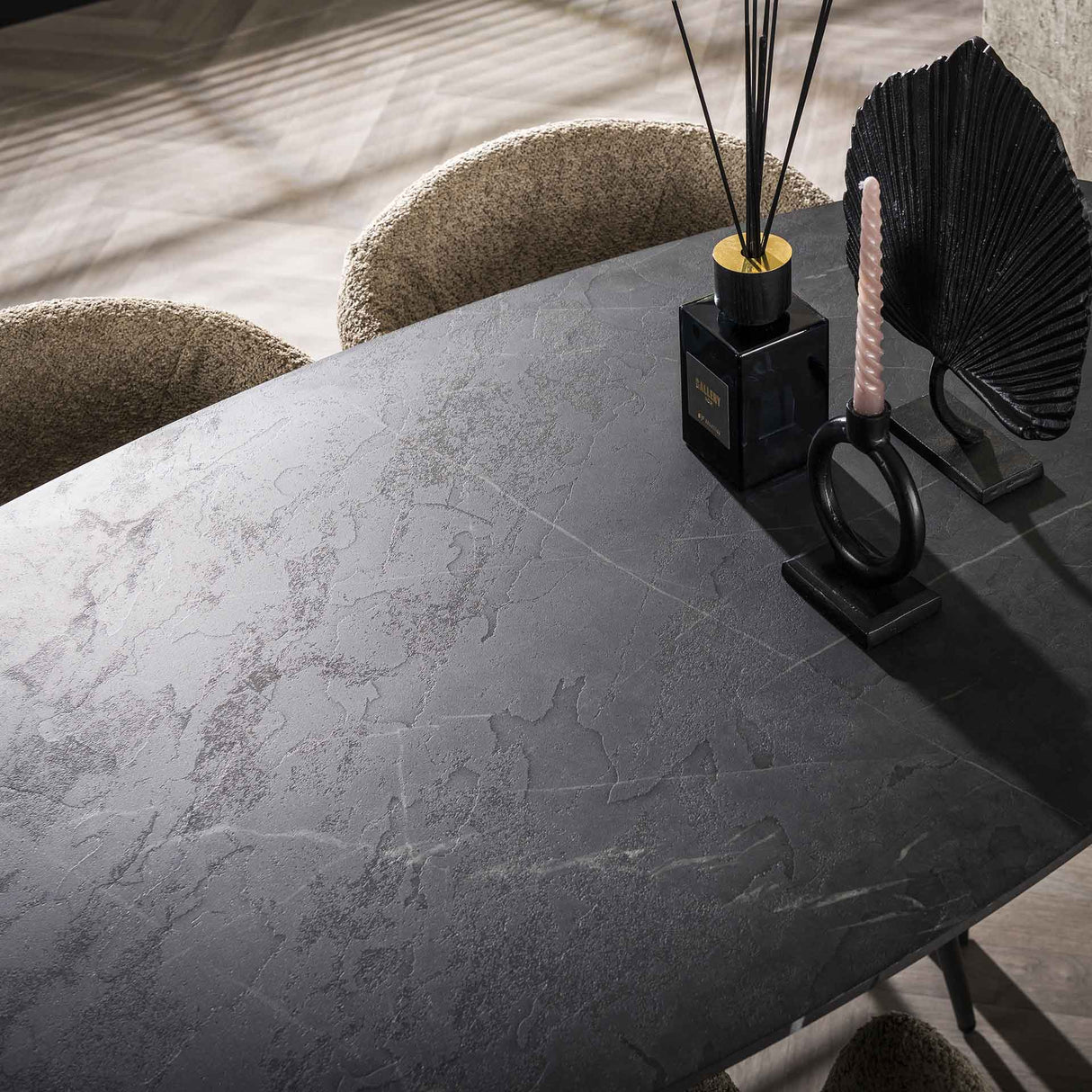 Danish Oval Bar Table Jade 140 cm Black Ceramic Look