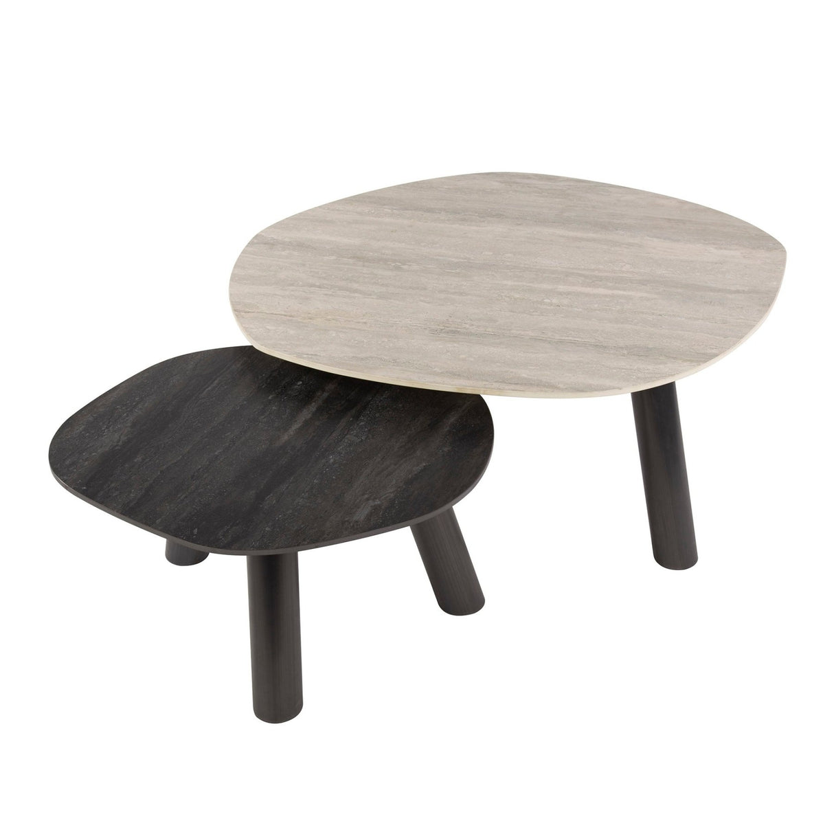 Arvo Twin coffee table set of 2 Ceramic travertine 100x87 cm