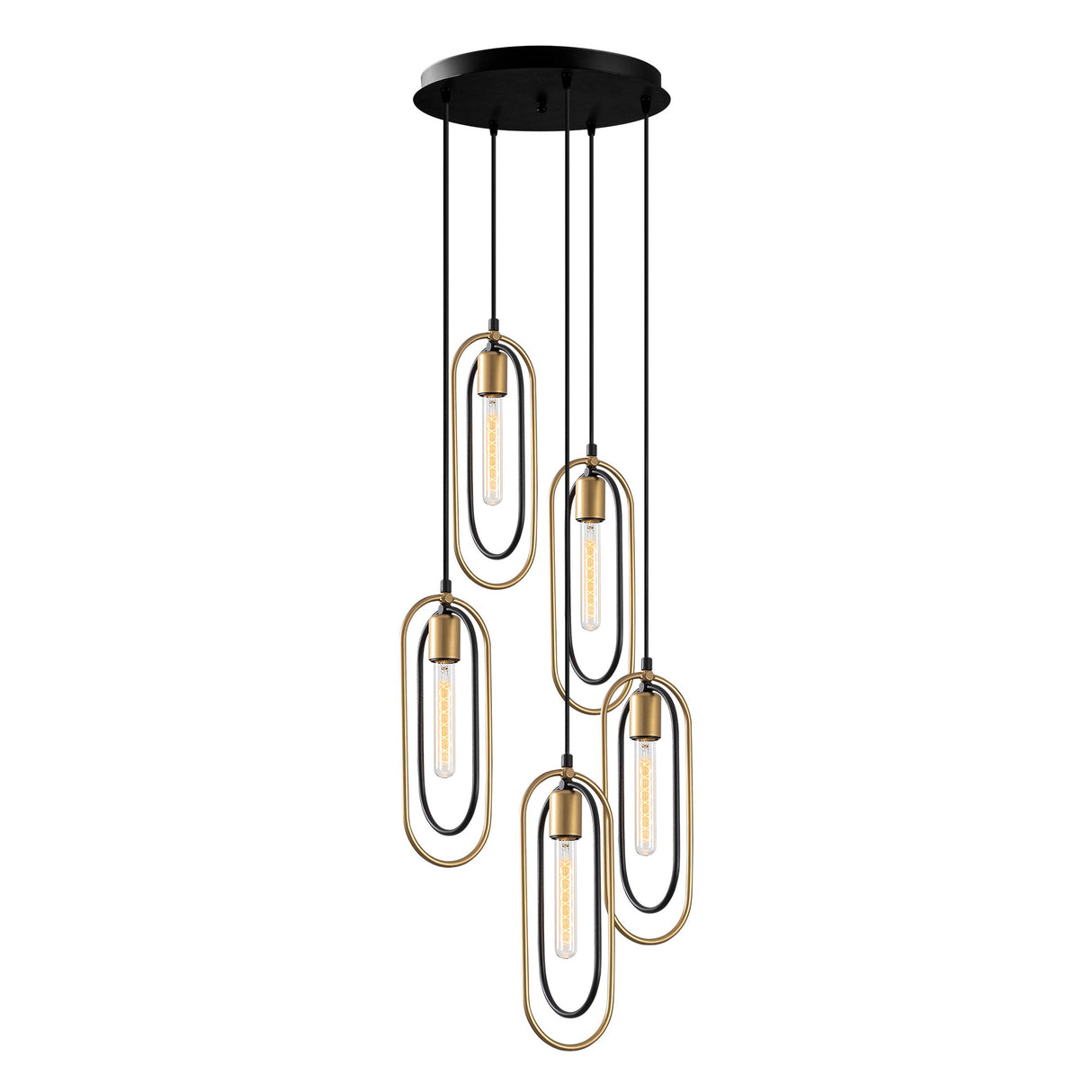 Pendant lamp 5-light Black Gold Metal Dune