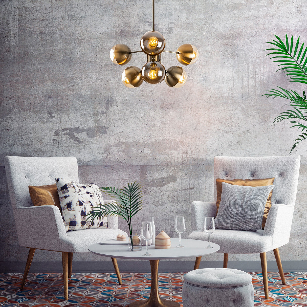 Chandelier 10-light Bronze-colored Glass Carina