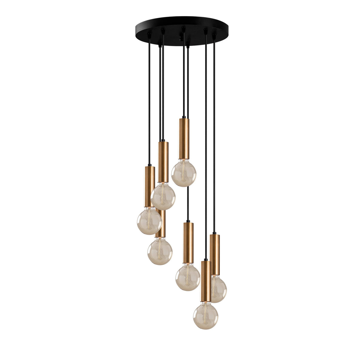 7-light Pendant Lamp Tiered Bronze-colored Metal Scarlet