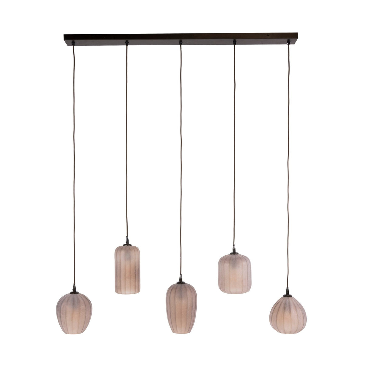 Hanging lamp 5-light brown frosted glass Arda