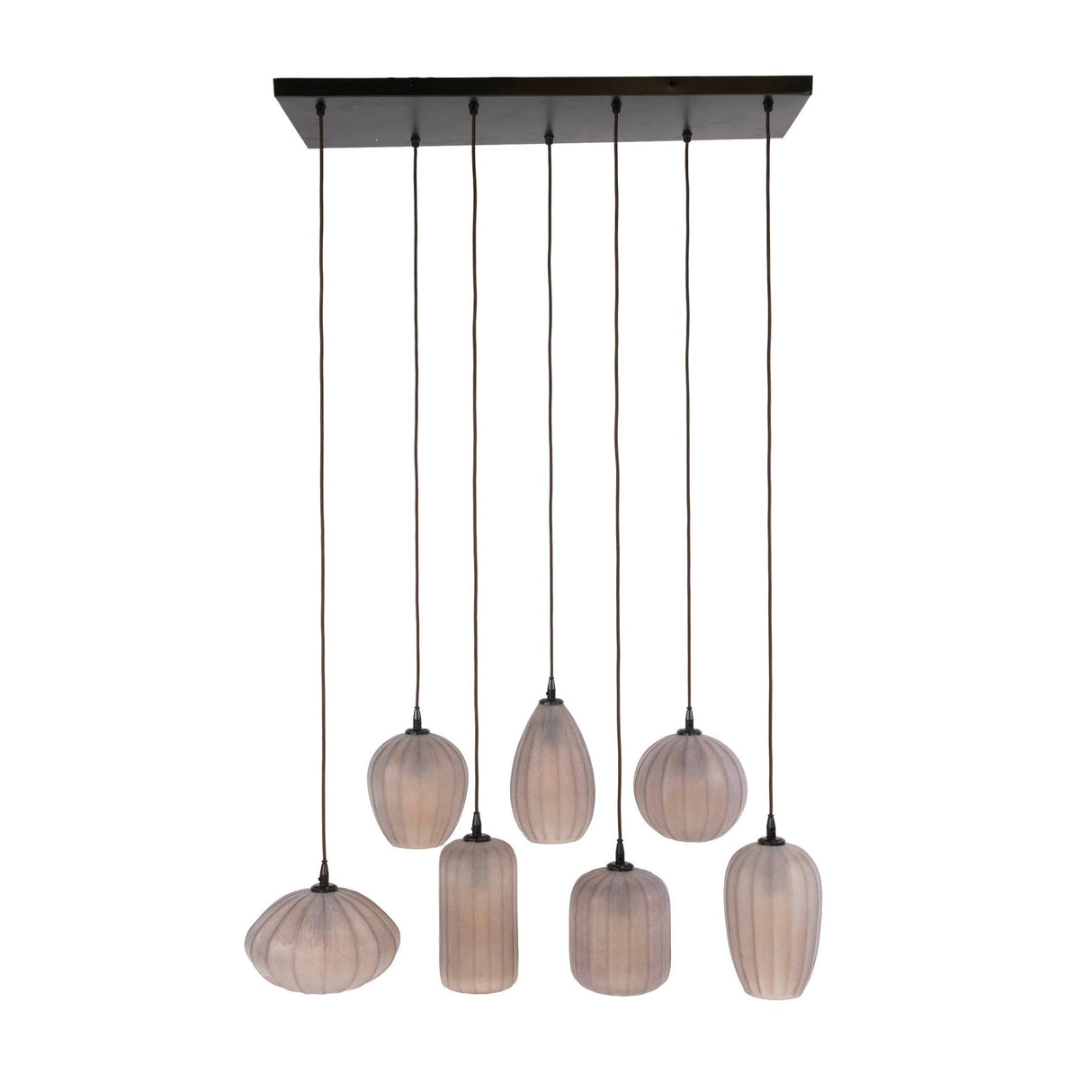 Hanging lamp 7-light brown frosted glass Arda