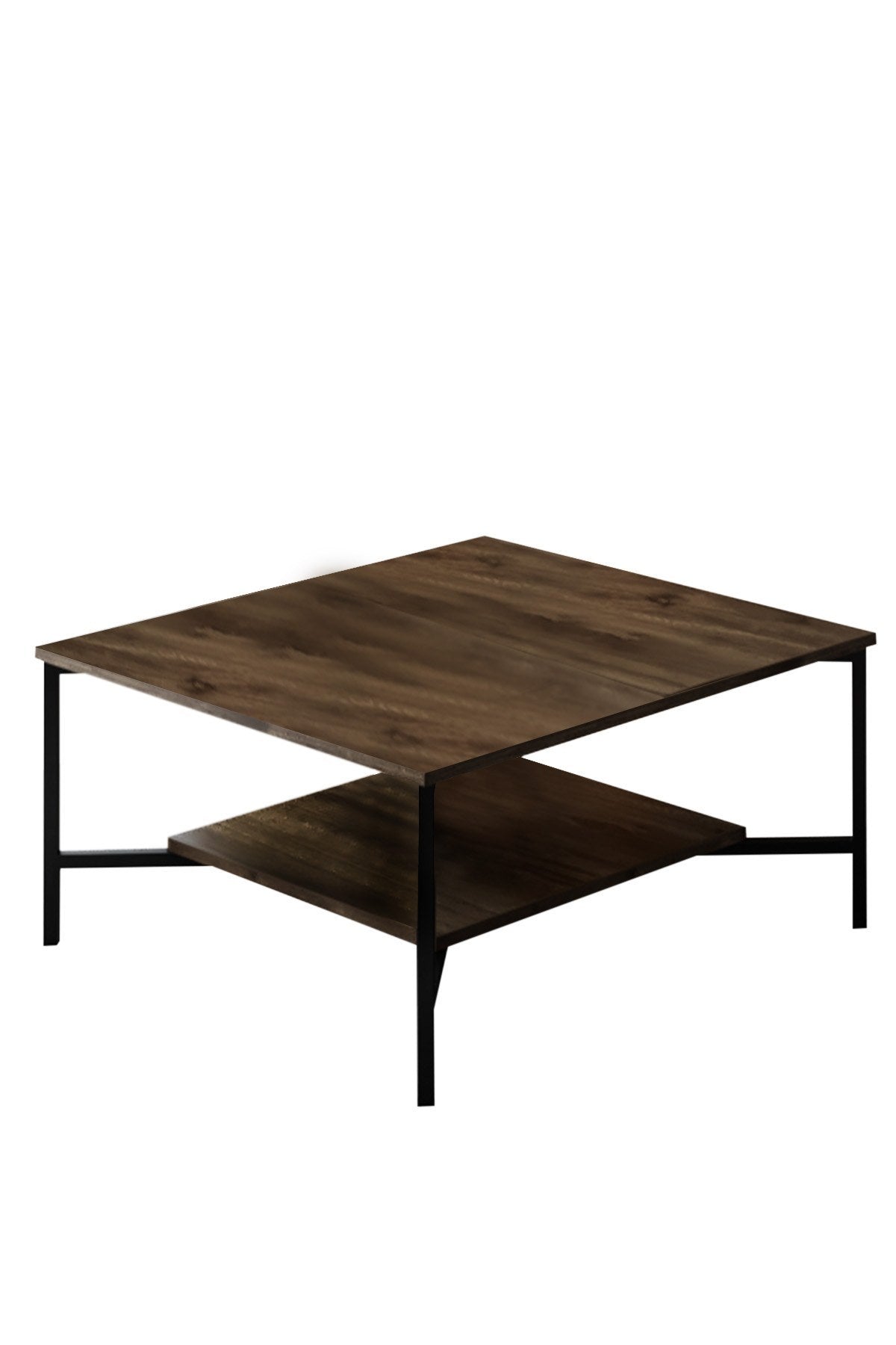 Furniture Set Walnut-Black - Chrome Line - Coffee table + TV cabinet