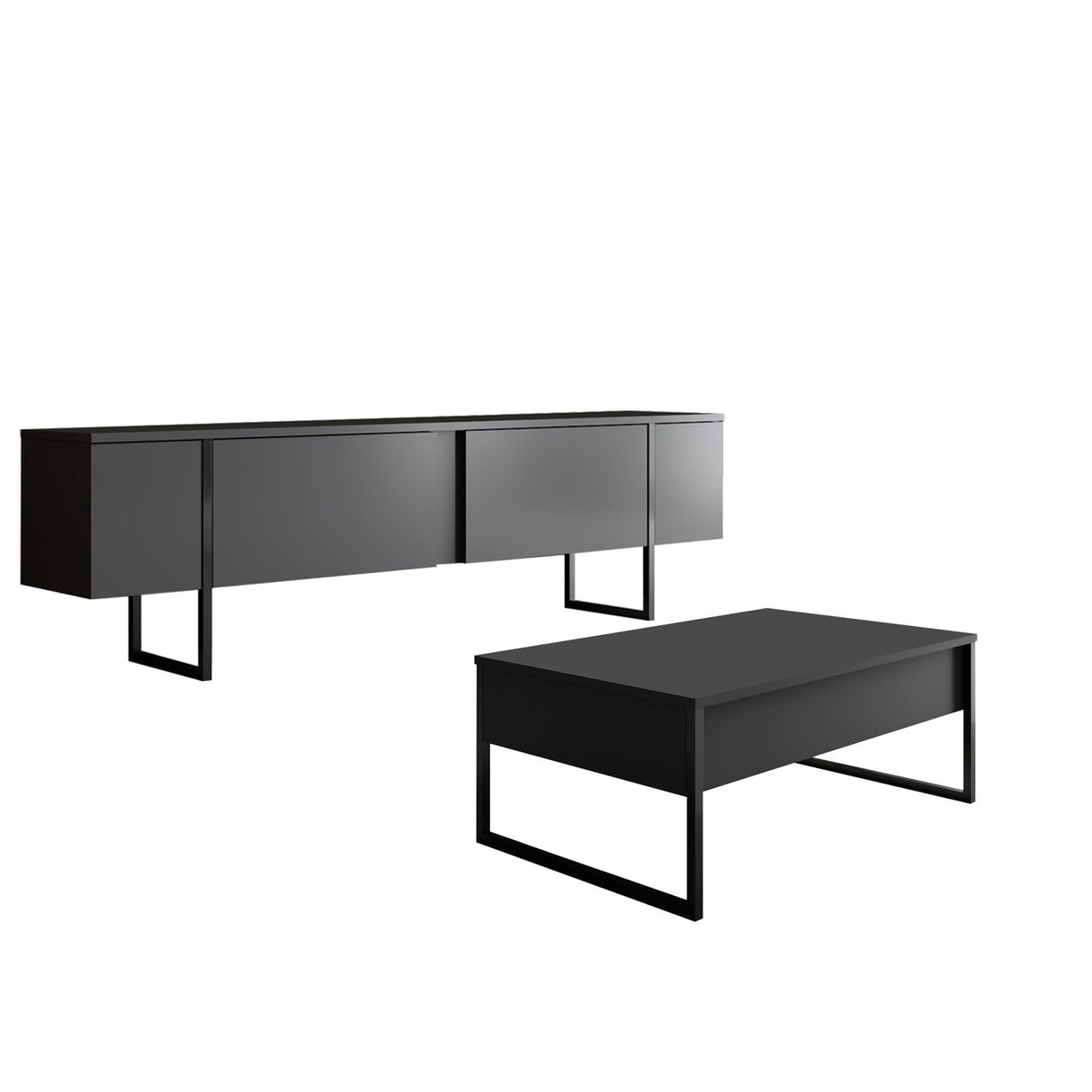 Furniture Set Anthracite Luxe - Coffee Table + TV Cabinet - Black Frame