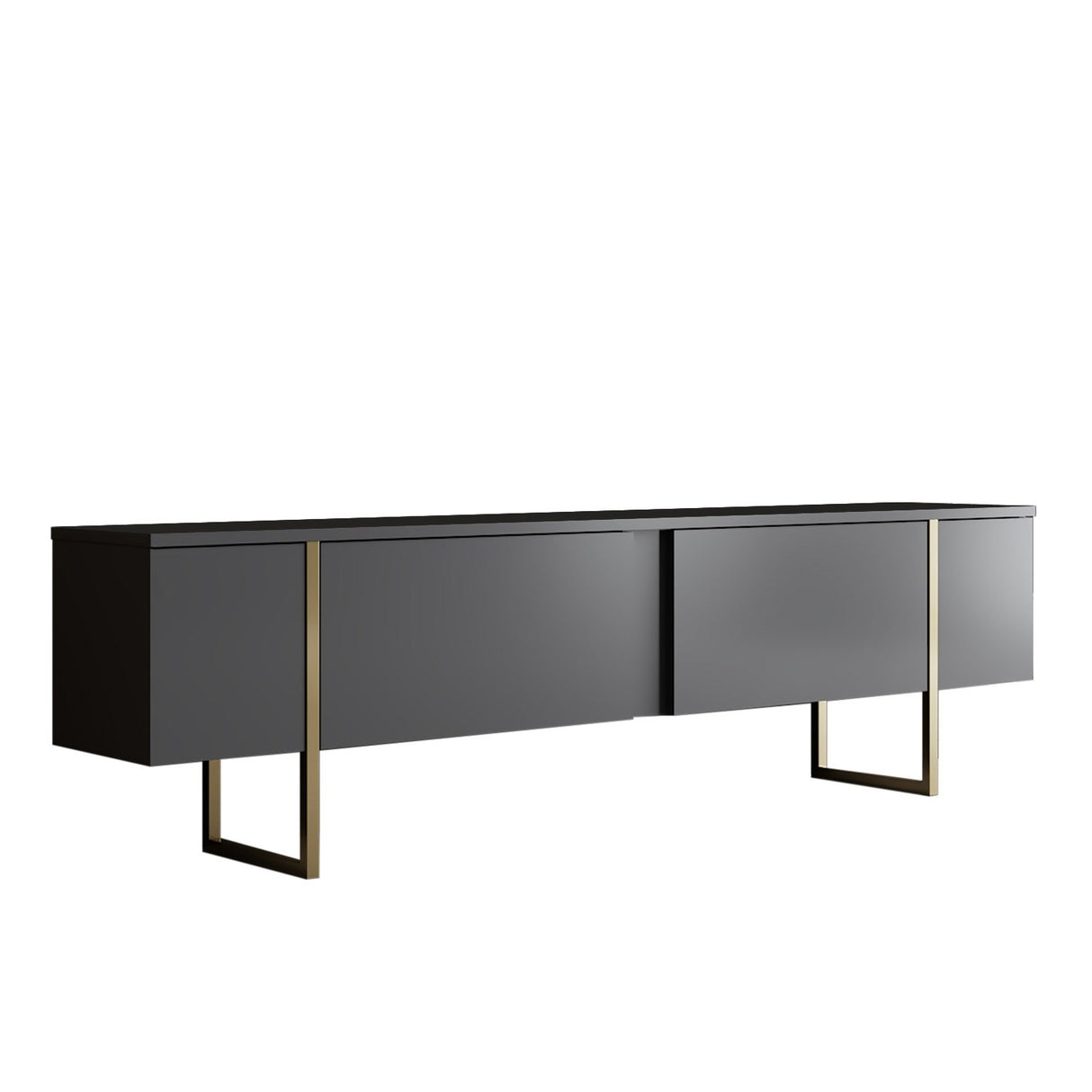 Furniture Set Anthracite Luxe - Coffee Table + TV Cabinet - Golden Frame