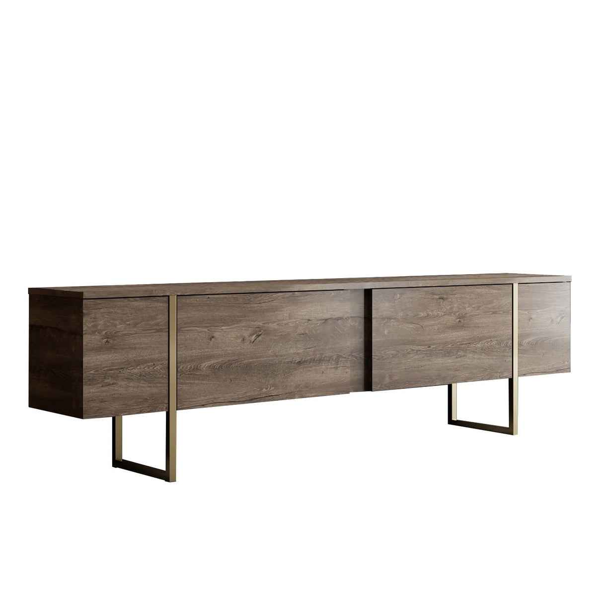 Furniture Set Walnut Luxe - Coffee Table + TV Cabinet - Golden Frame