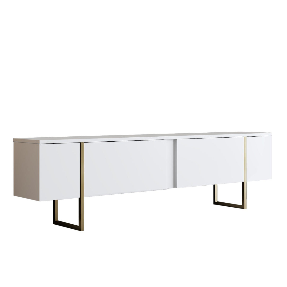 Furniture Set White Luxe - Coffee Table + TV Cabinet - Golden Frame