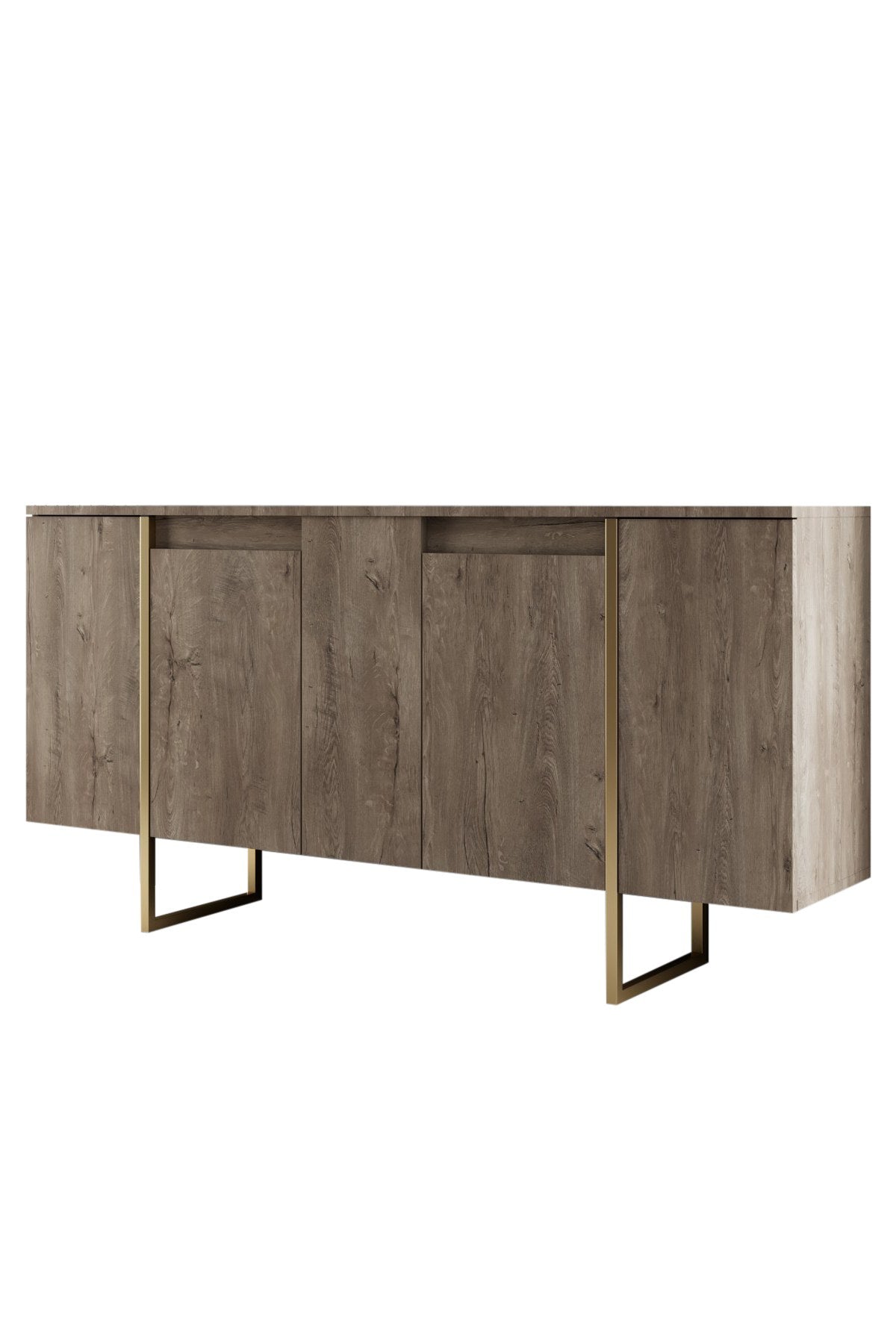 Furniture set Walnut Luxe - Coffee table + TV cabinet + sideboard - Gold frame