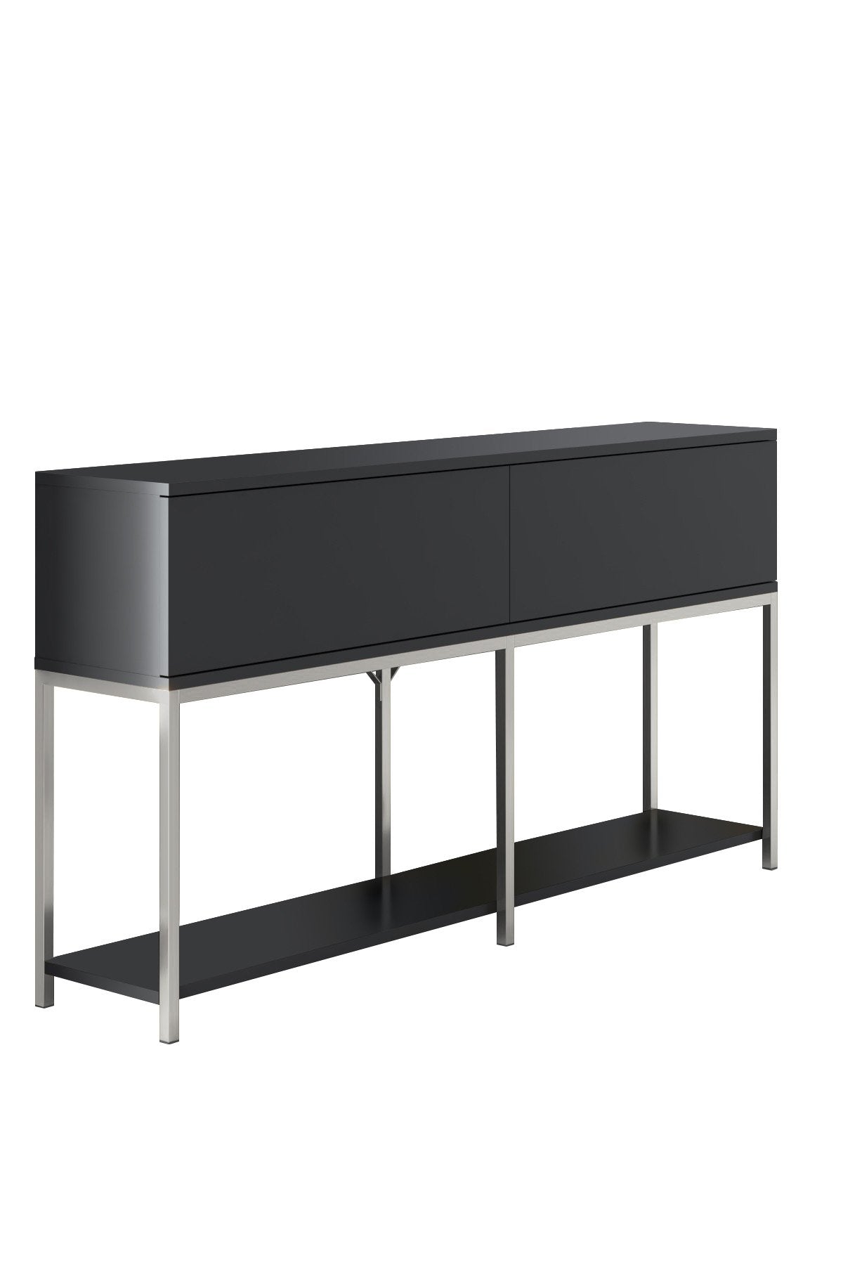 Modern Dresser Anthracite Lord 150x30x80 - Silver Frame - Two Compartments