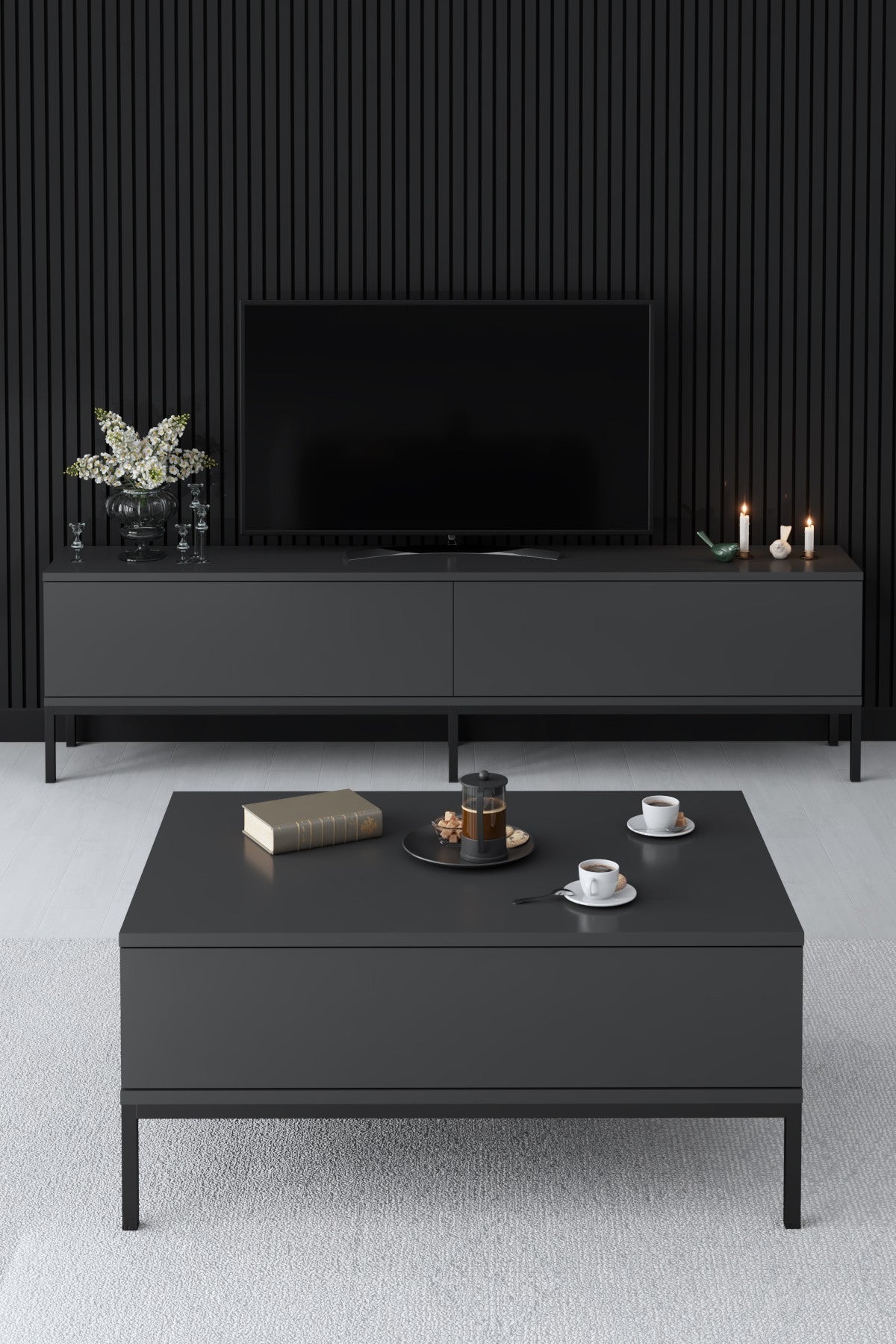 Rectangular Coffee Table Anthracite Lord 90x60 - Black Frame