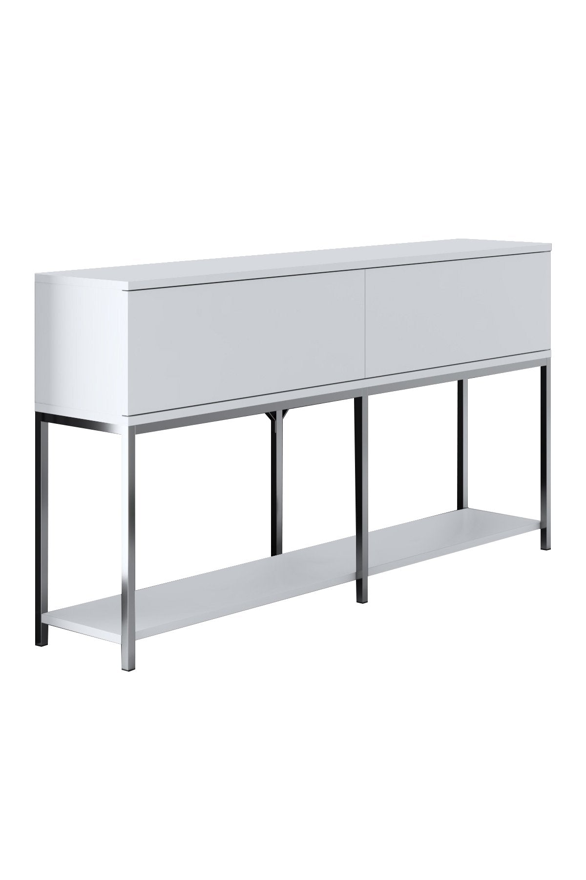 Modern Dresser White Lord 150x30x80 - Silver Frame - Two Compartments