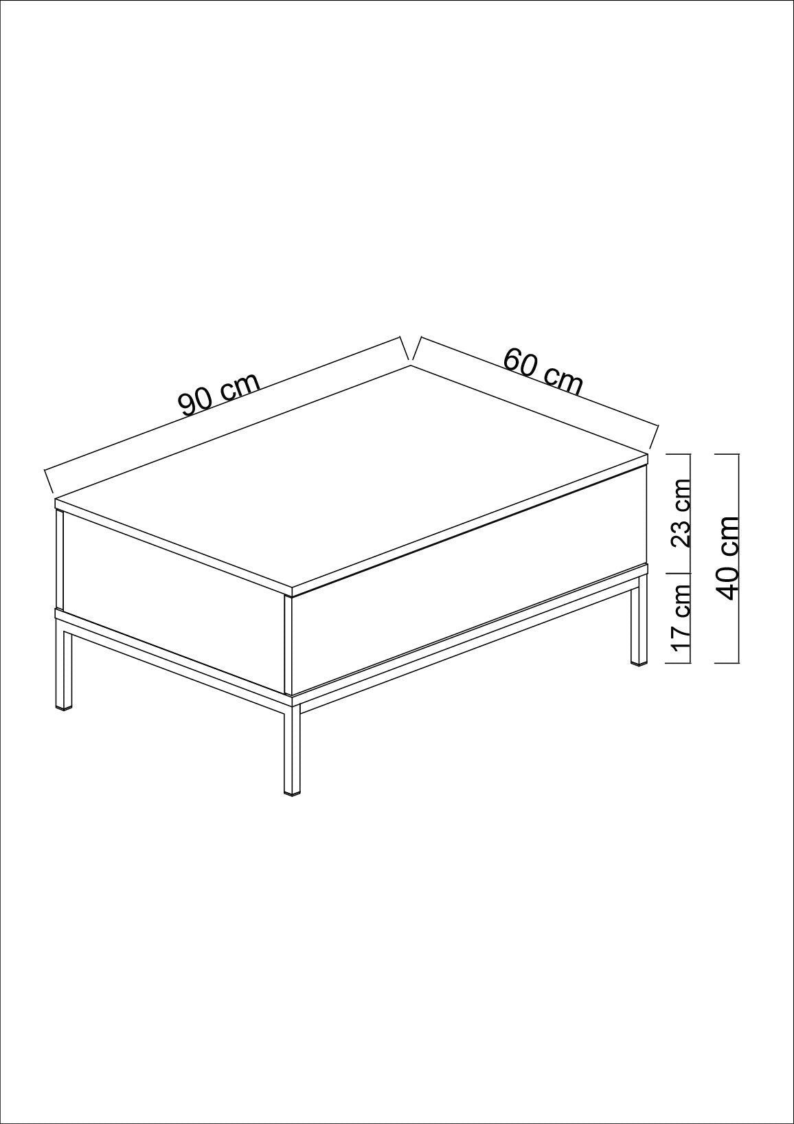 Rectangular Coffee Table White Lord 90x60 - Black Frame