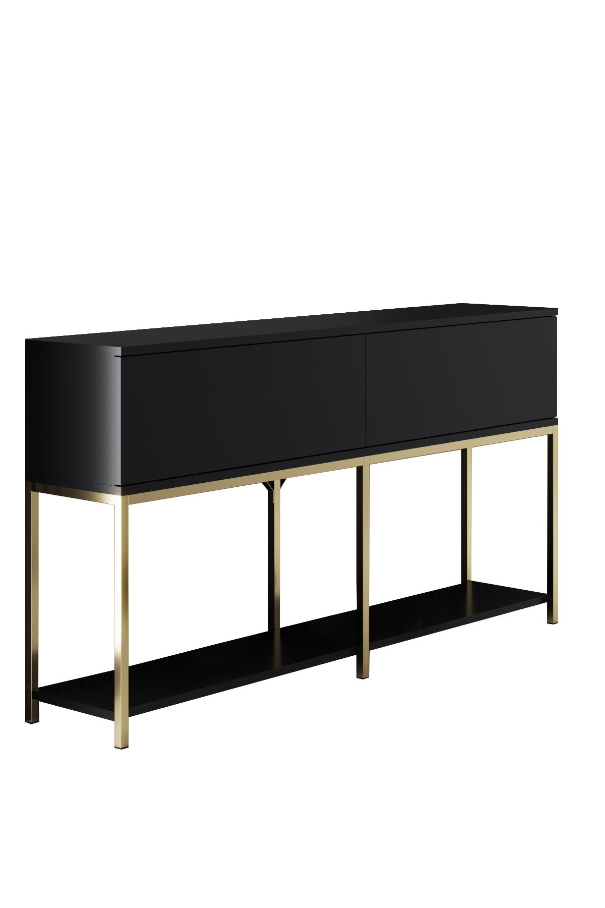 Modern Dresser Black Lord 150x30x80 - Golden Frame - Two Compartments