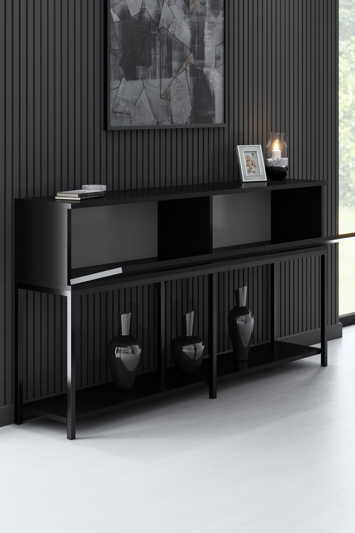 Modern Dresser Black Lord 150x30x80 - Two Compartments