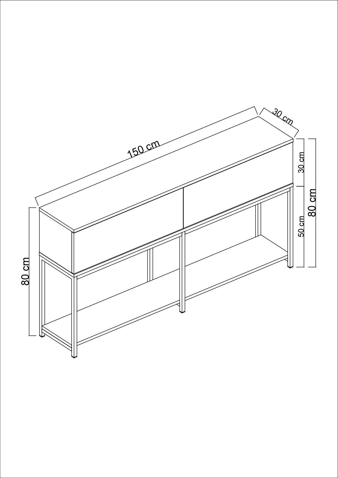 Modern Dresser Black Lord 150x30x80 - Two Compartments