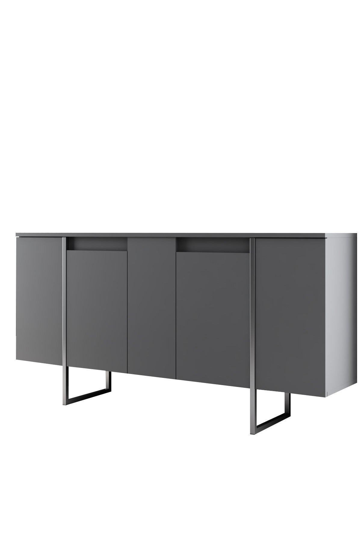 Furniture Set Anthracite Luxe - Coffee Table + TV Cabinet + Dresser - Silver Frame