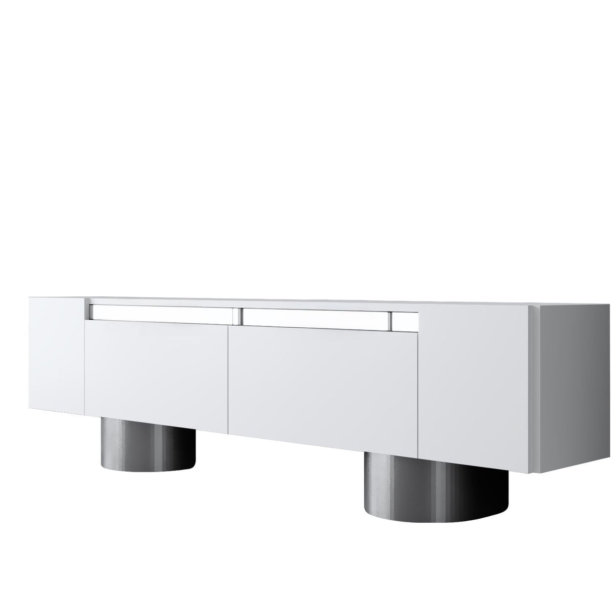 TV Meubels - TV Meubel Wit Bohem 180x50x30 - Zilver Frame - Dimehouse