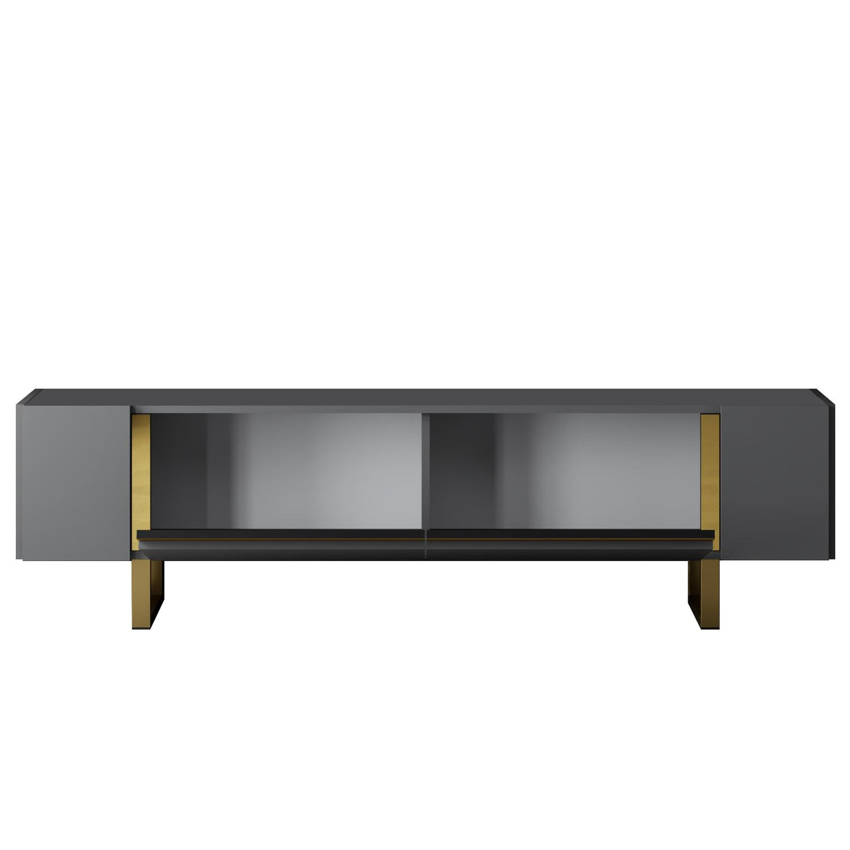 TV Meubels - TV Meubel Antraciet Yildiz 180x50x30 - Gouden Frame - Dimehouse