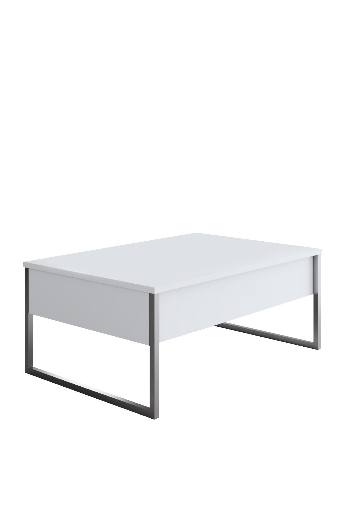 Rectangular Coffee Table White Luxury 90x60 - Silver Frame