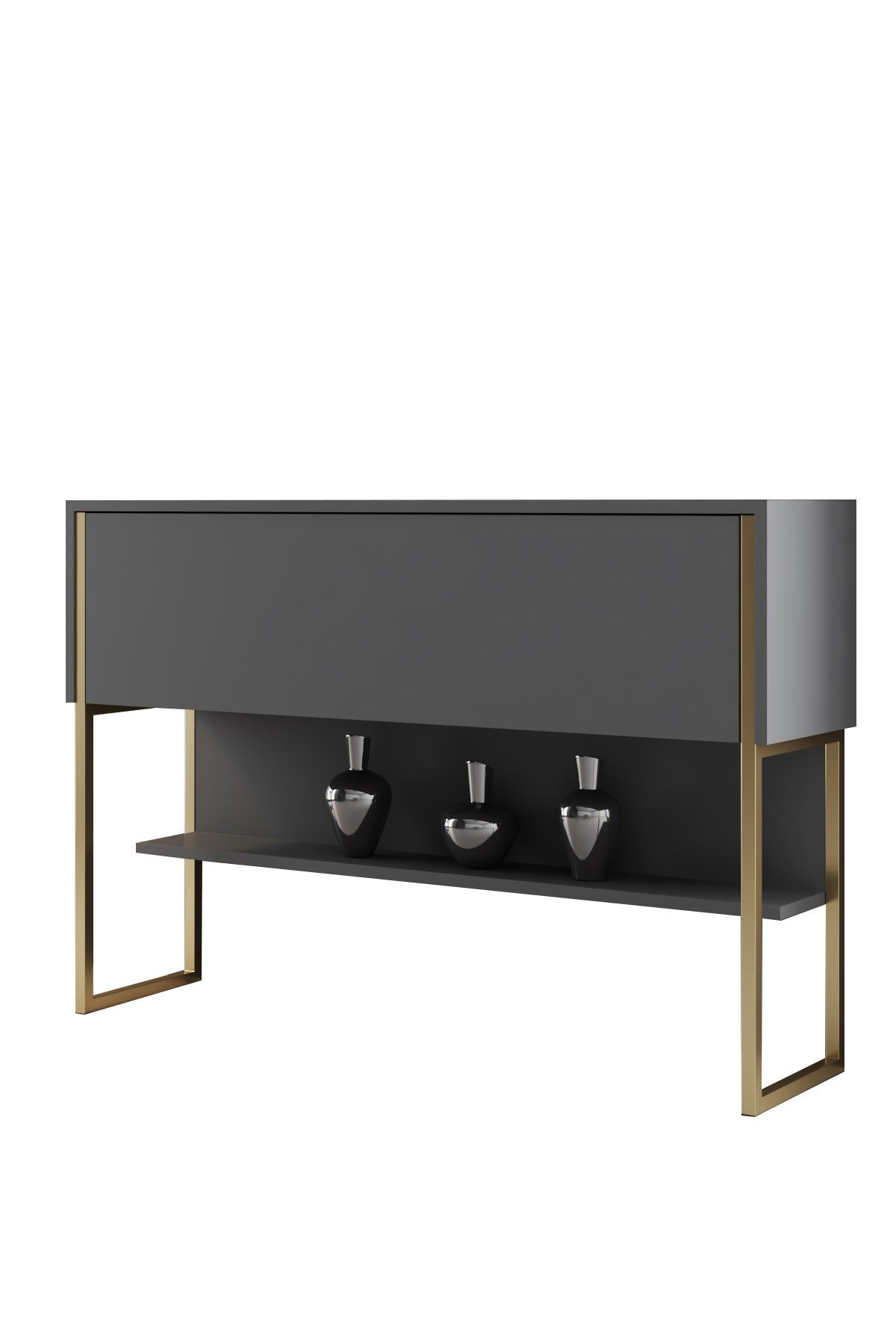Modern Sideboard Anthracite Luxury 120x80x30 - Golden Frame - One Compartment