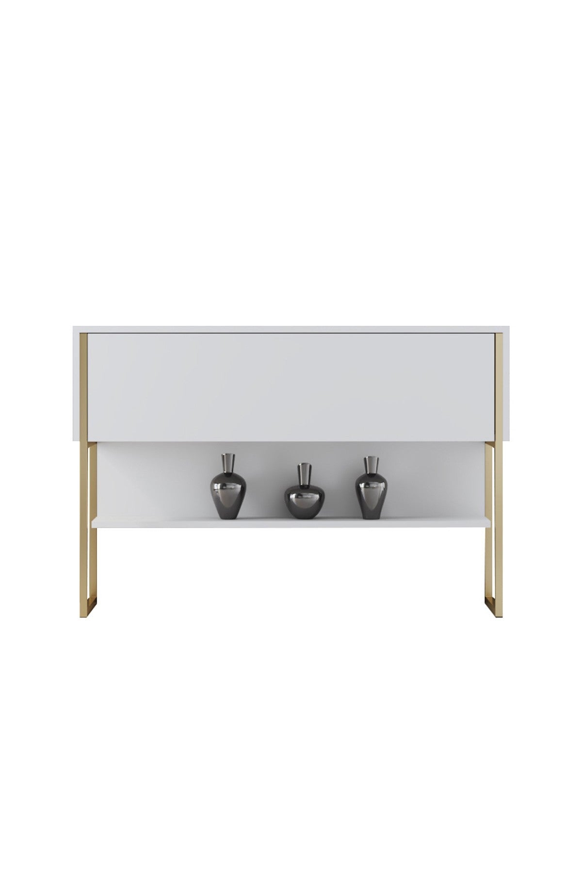 Modern Sideboard White Luxury 120x80x30 - Golden Frame - One Compartment